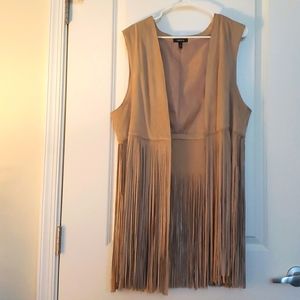Torrid Western Style Tan Fringe Vest